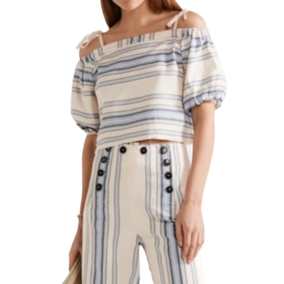 Lemlem Tops - LEMLEM Halima Top Off The Shoulder Striped Cotton M